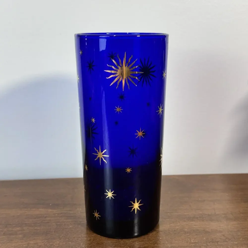 Vintage Cobalt Blue Glass Vase Tumbler 6
